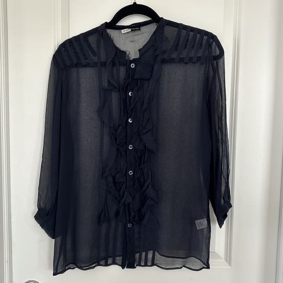 Alvin Valley Navy Silk Blouse - Picture 2 of 6